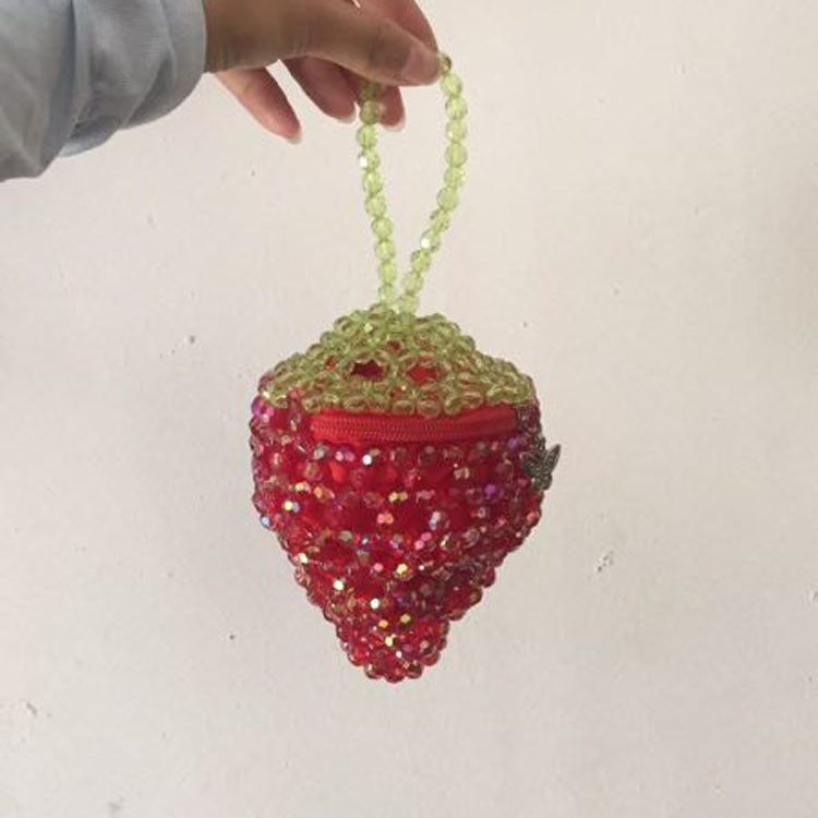 Red Handmade Beaded Small Heart-Shaped Bag