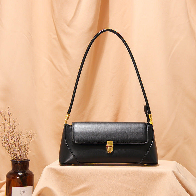 Sac à bandoulière en PU style baguette rétro pour femme, taille moyenne