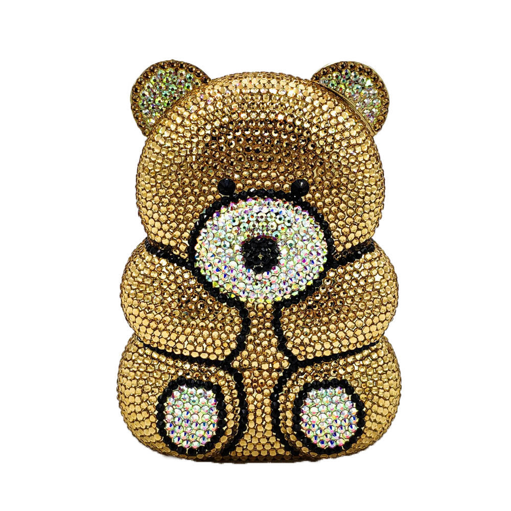 Fashion Bear Shape Rhinestone Party Banquet Bag 11x4x6CM PU