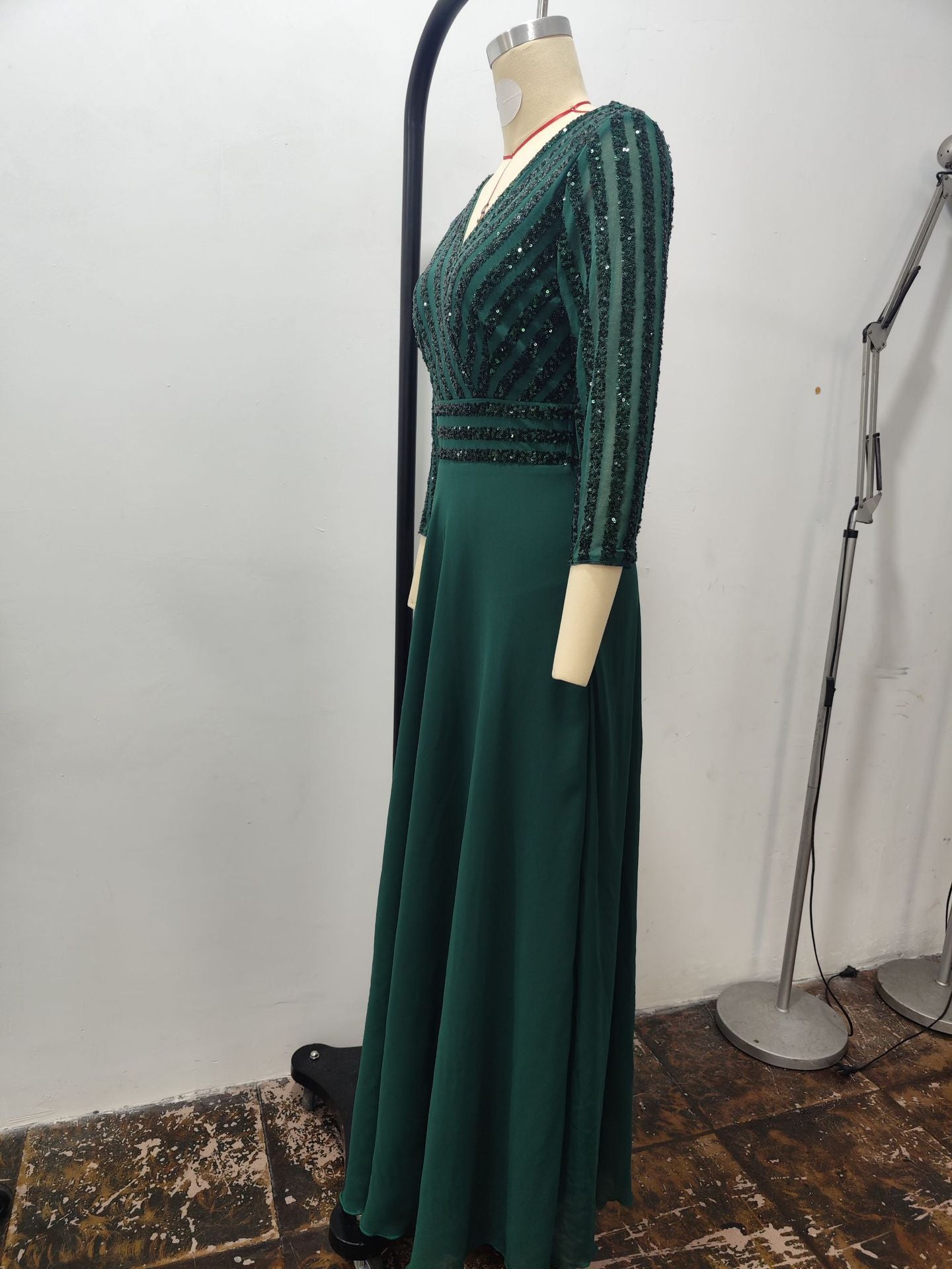 Large Sequin Stitching Evening Dress Sleeveless A-Line