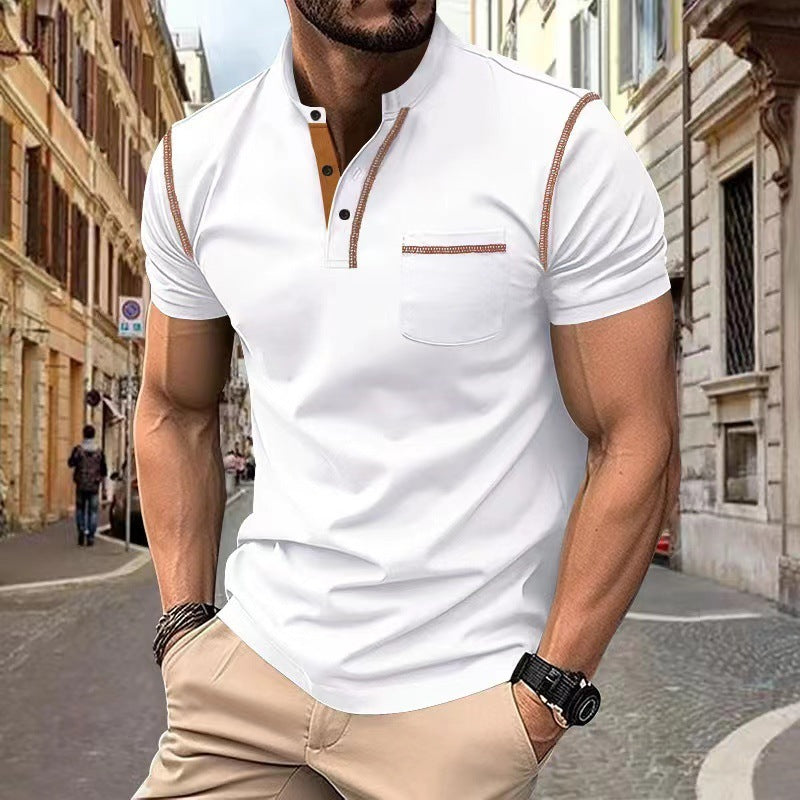 Men's Summer Slim Fit Quick-Dry Short-Sleeve Polo Shirt Navy White Black Khaki Army Green Wine Red