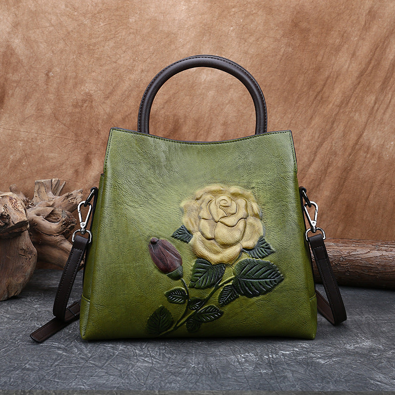 Hand-rubbed color bucket bag