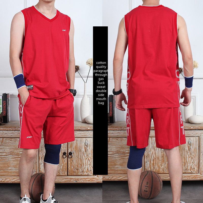 Sleeveless Cotton Polyester Vest and Running Shorts Sportswear