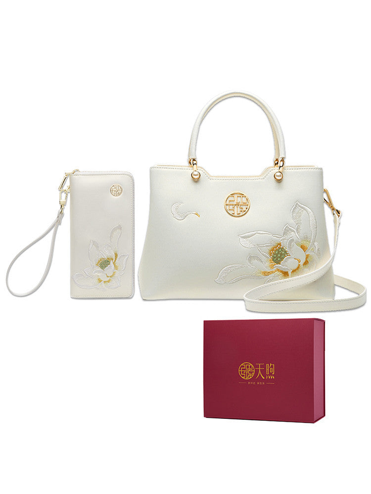 Sac à main en cuir de vachette blanc nacré – Cadeau pour belle-mère – Sac de réunion haut de gamme