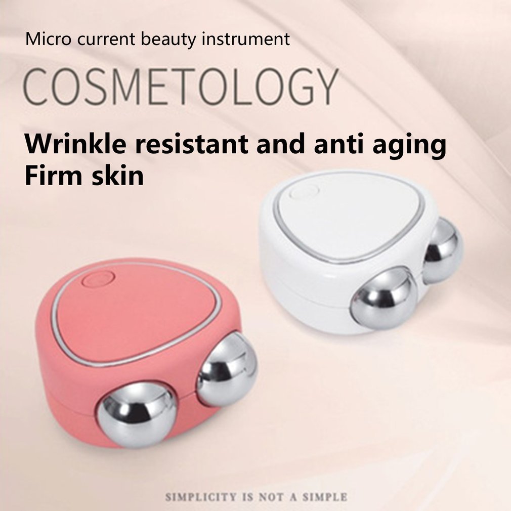 Portable Micro-Current Facial Beauty Instrument with Double Roller Massager for Lifting, Thinning & Reducing Edema