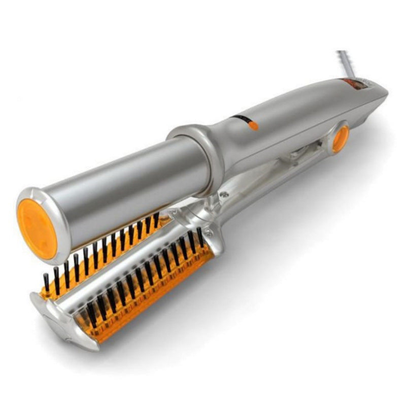 2-in-1 Hair Straightener and Curler Silver White Dual Purpose Tool