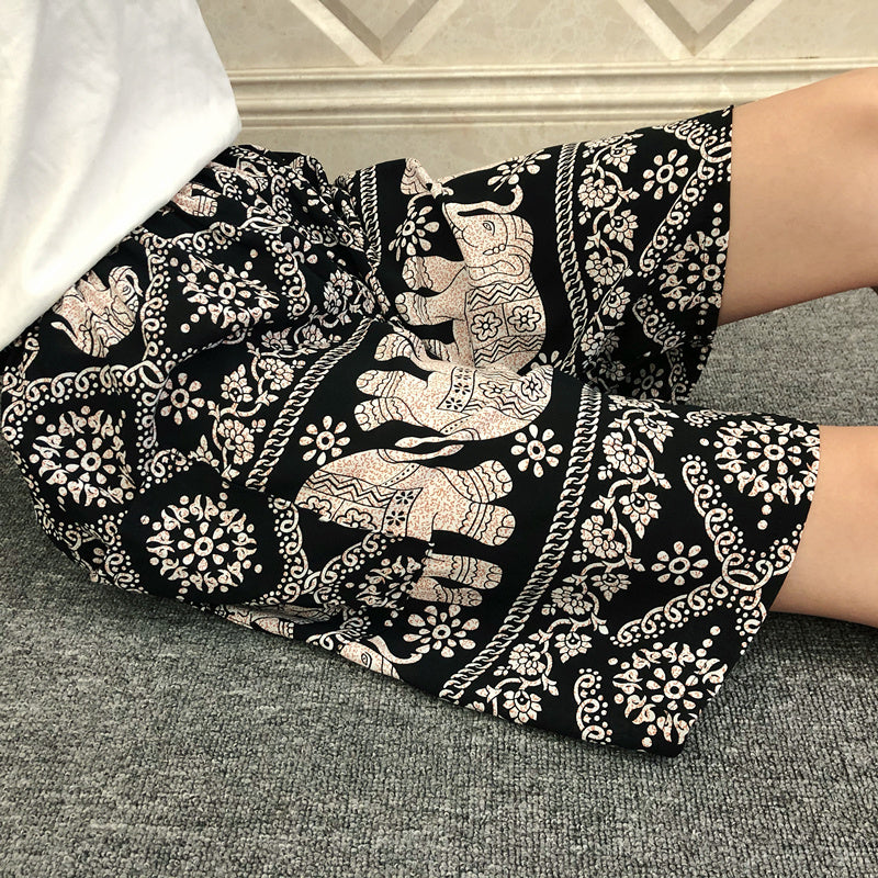 Summer Women's Cotton Silk Loose Pajama Shorts