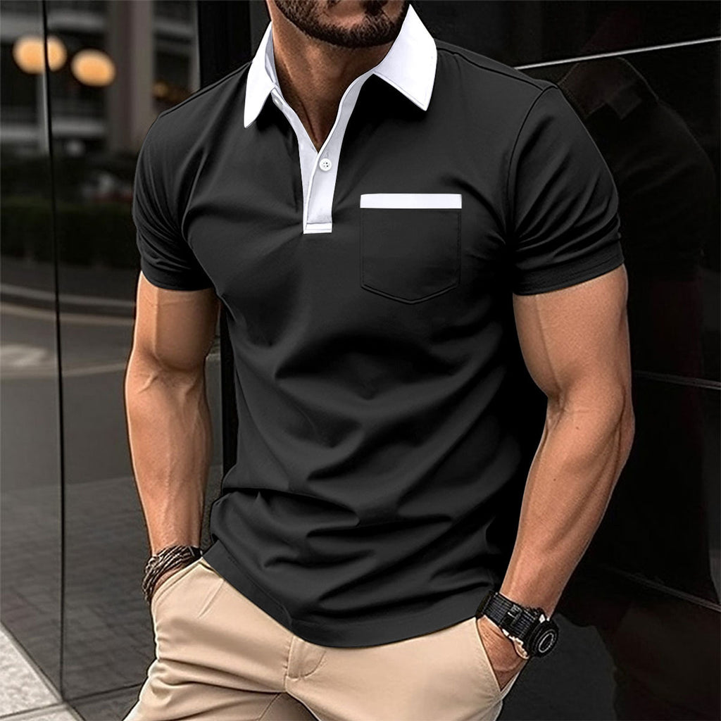 Polo T-shirt en mélange de coton pour homme, coupe ample, manches courtes