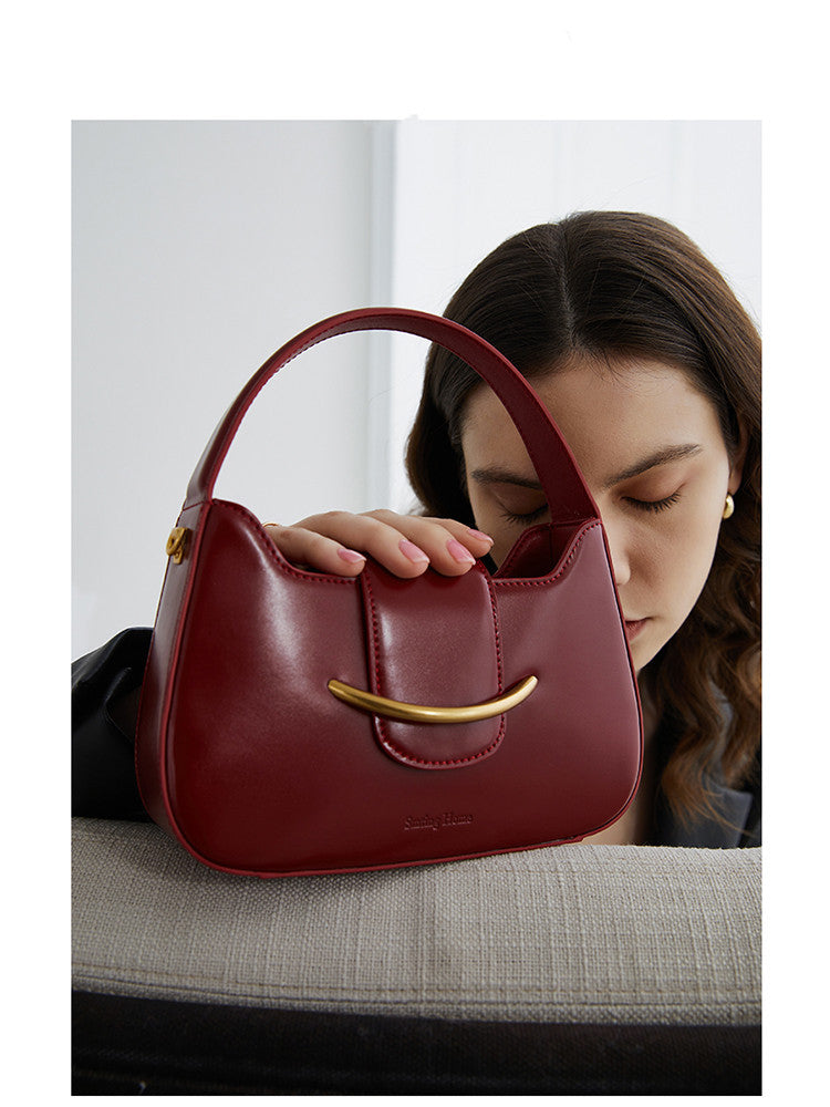 Cowhide Leather Handheld One Shoulder Messenger Bag