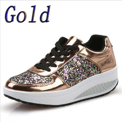 Sequin Canvas Women's High-Top Sneakers with Vulcanized Sole