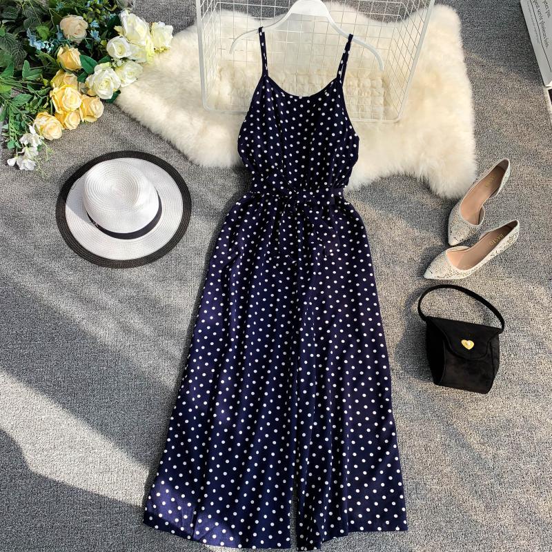 Polka Dot V-Neck Sling Jumpsuit