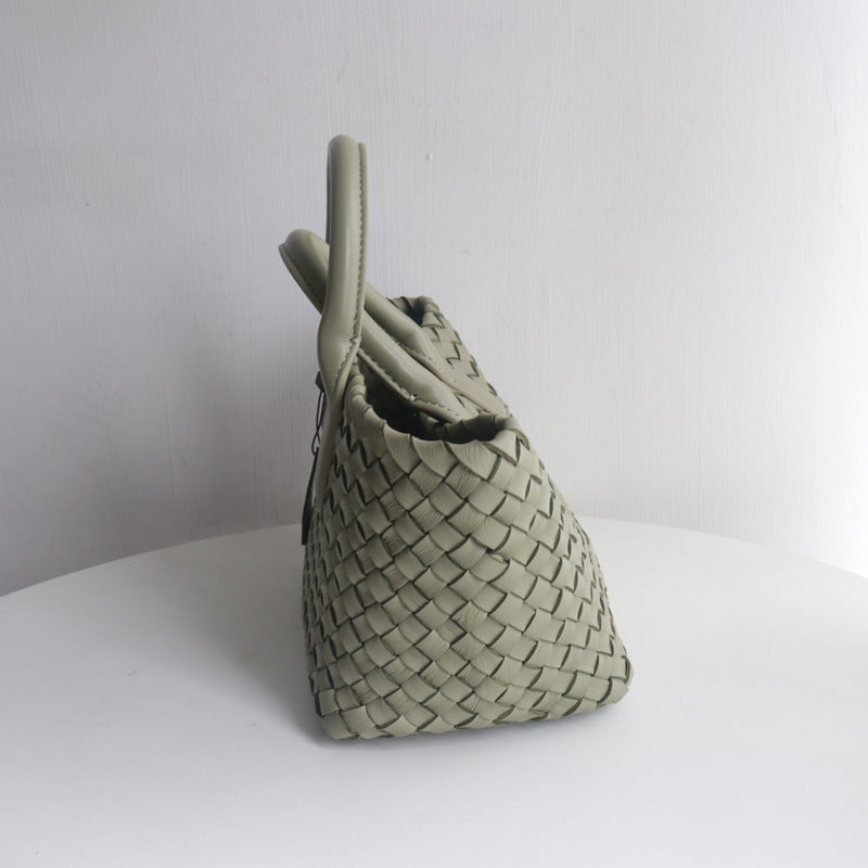 Sac à main femme en cuir véritable à porter sur l'épaule - Vert et noir, 20x12x15cm