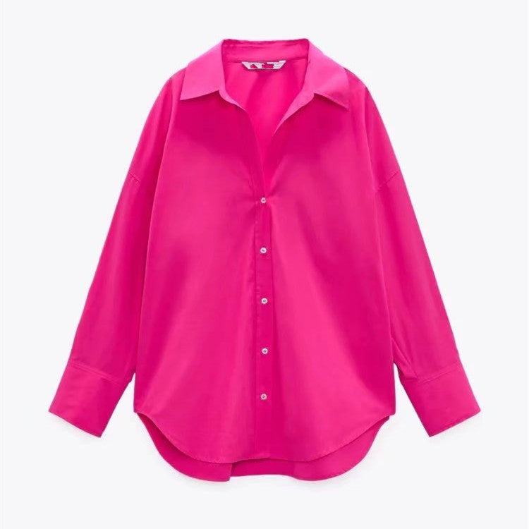 Chemise Popeline Multi-Couleur Décontractée Urbaine Manches Longues Fibre de Polyester