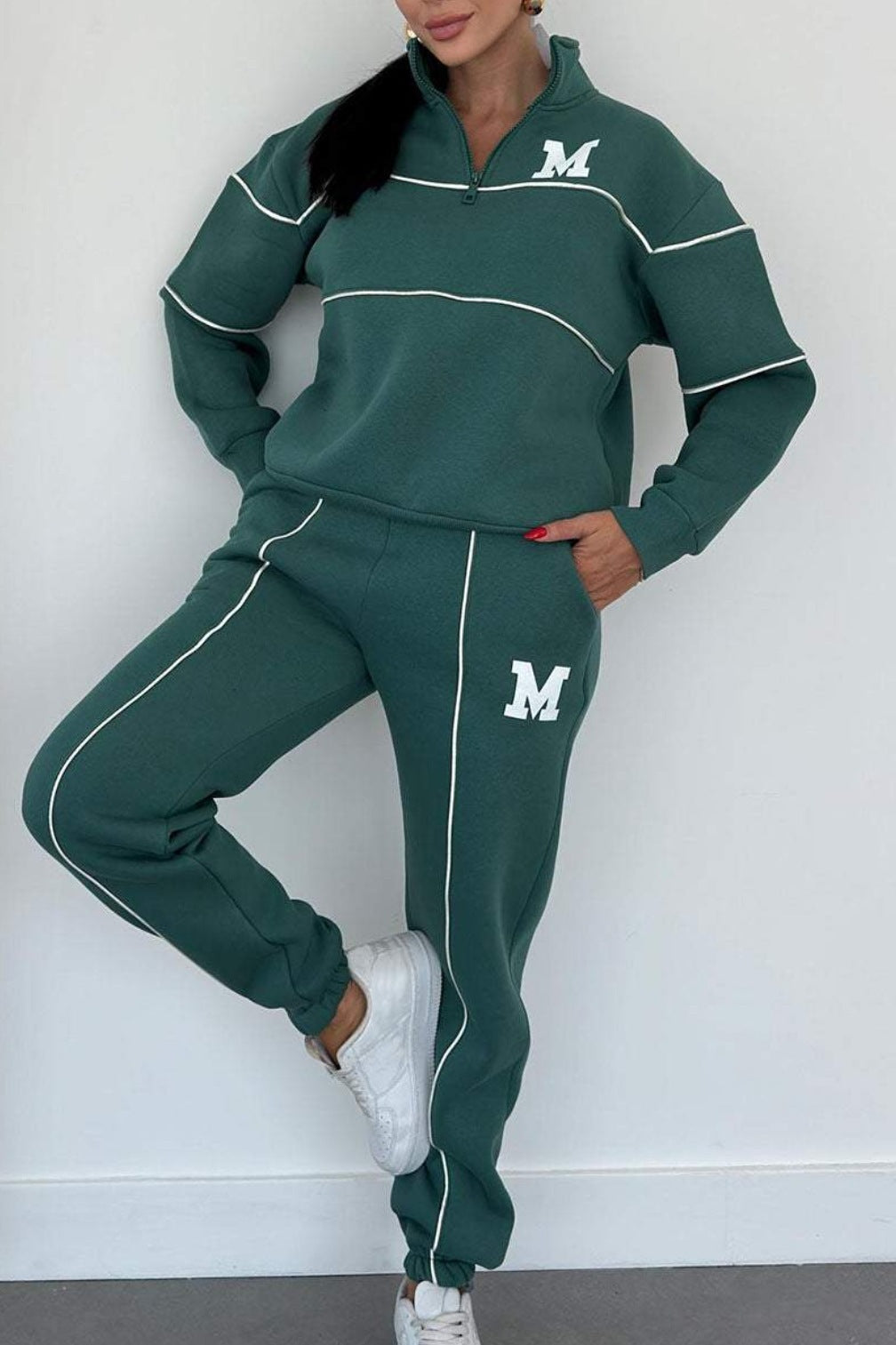 Ensemble survêtement et pantalon de survêtement 2 pièces sans capuche pour femme
