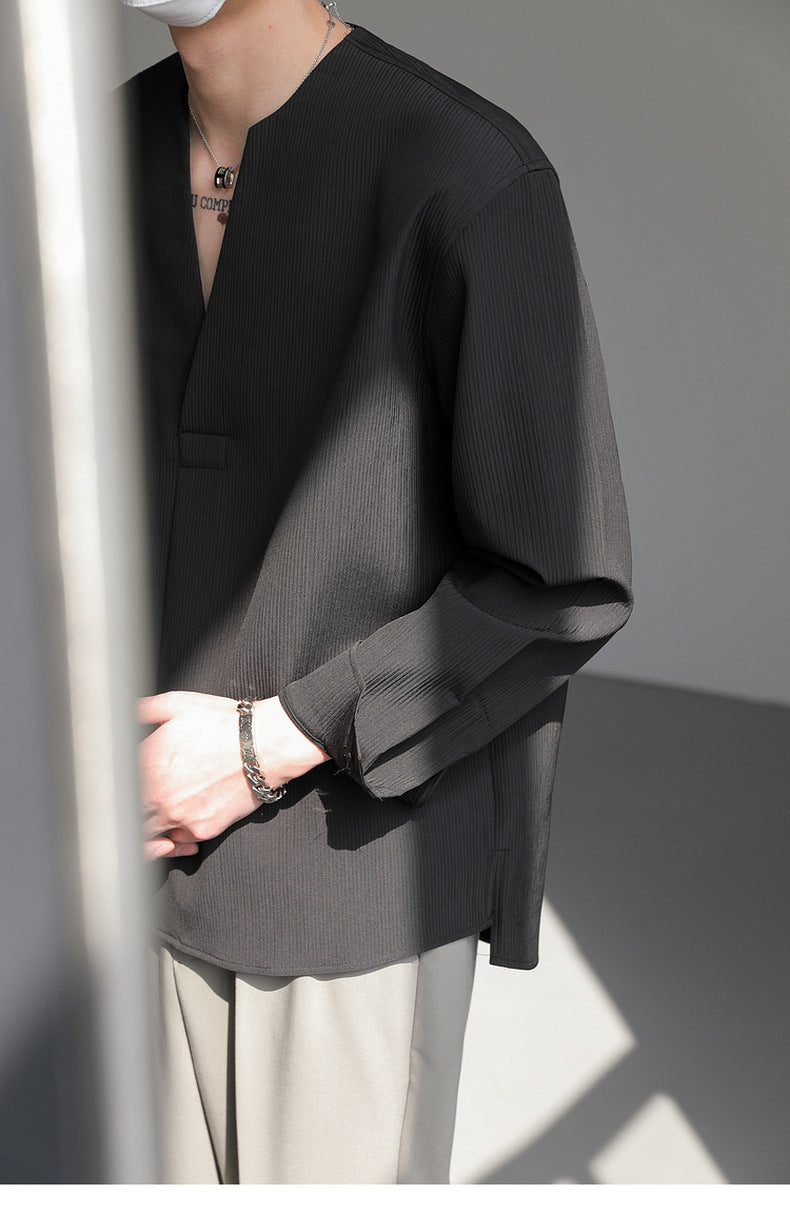 Loose Pullover Long Sleeve Shirt Men's Autumn