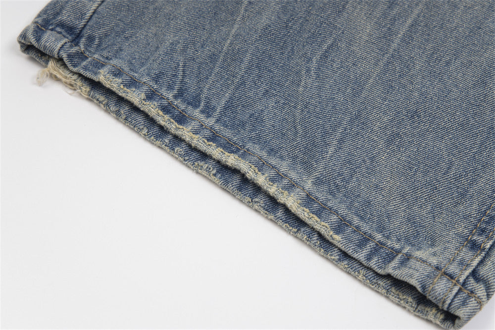 Loose Mid Waist Ripped Denim Jeans for Men and Women