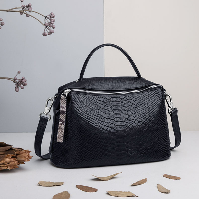 Grand sac à main bandoulière en cuir de vachette