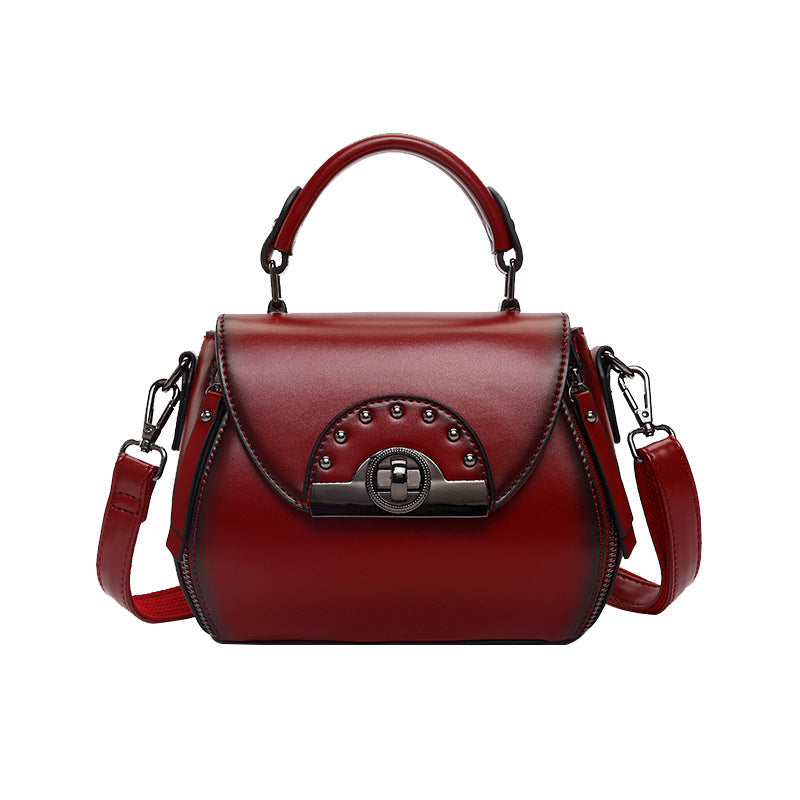 Retro One-Shoulder Small Square Cowhide Bag for Women