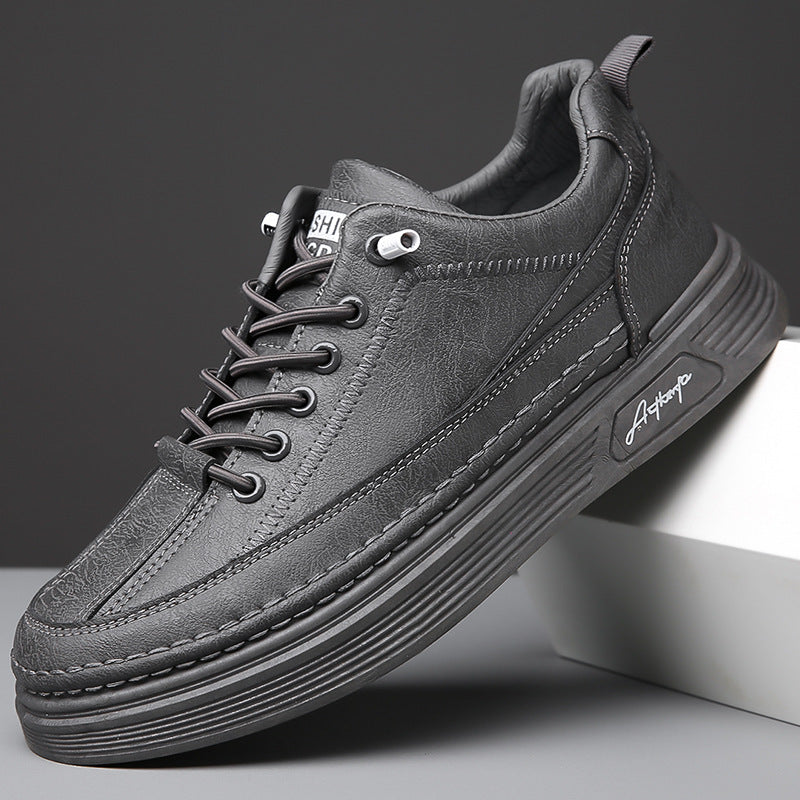 British Style Casual Low-Top Men's Shoes in Black, Gray & Khaki