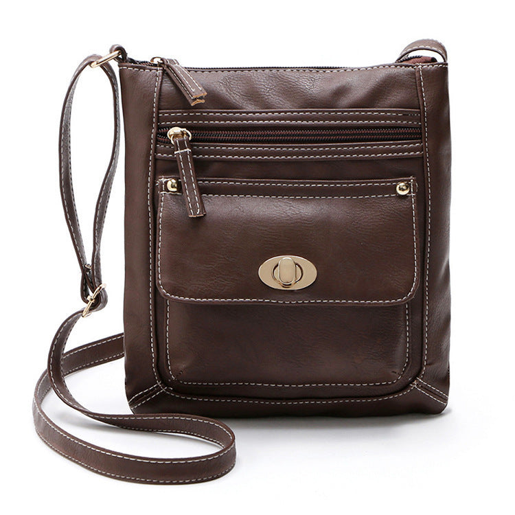 Retro PU Leather Pouch Small Crossbody Bag 24x22cm
