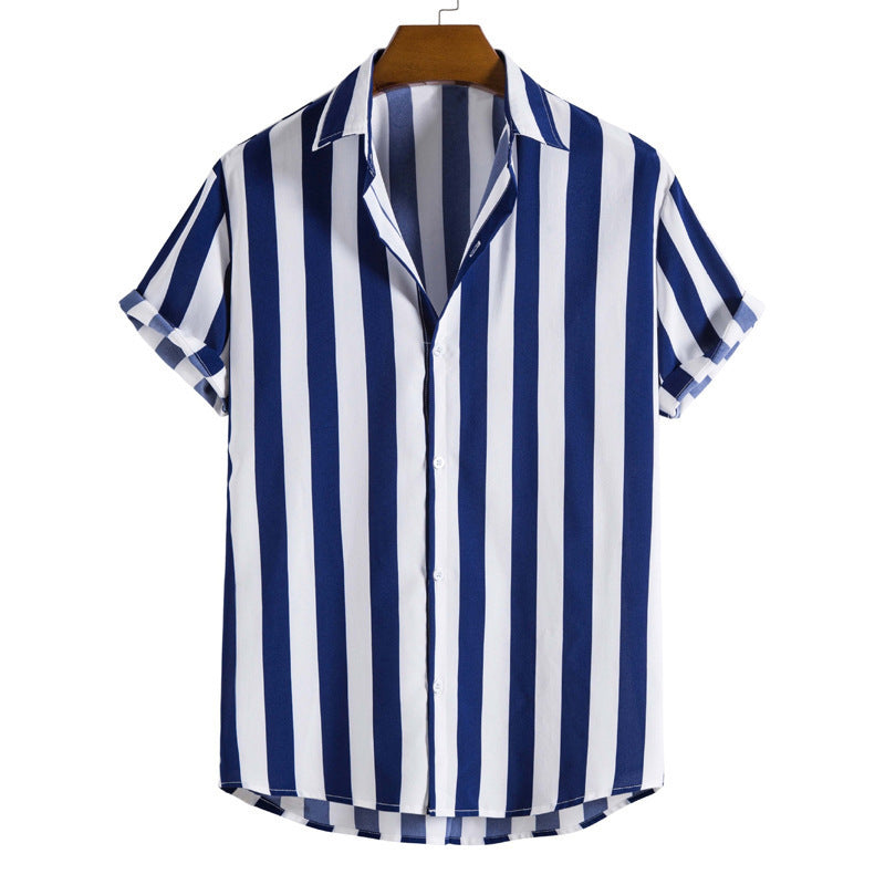 Chemise d'été rayée à manches courtes pour homme, tailles S-XXXL