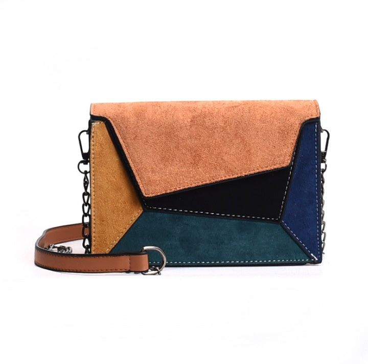 Autumn Colorblock Small Square Shoulder Bag with Magnetic Closure