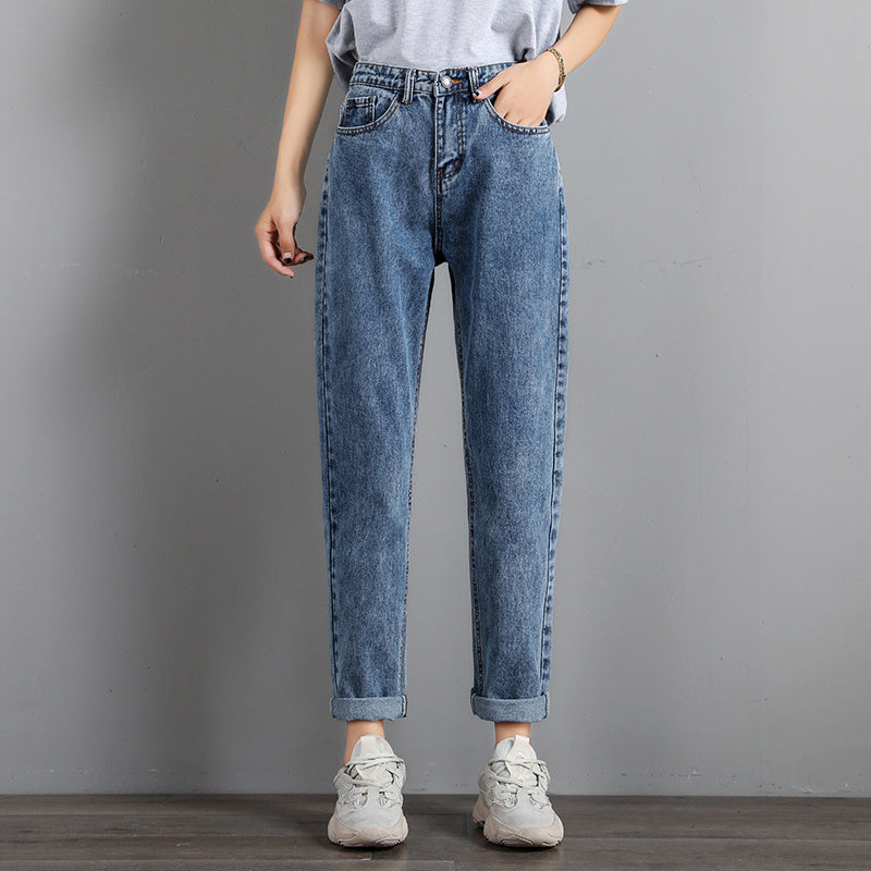 High Waist Plus Size Slimming Dark Straight Radish Pants