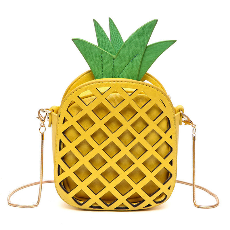 Pineapple PU One Shoulder Messenger Bag 14x16x7 cm