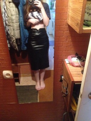 High Waist Faux Leather Skirt
