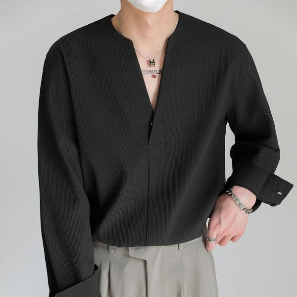 Pull ample pour homme à manches longues couleur unie automne