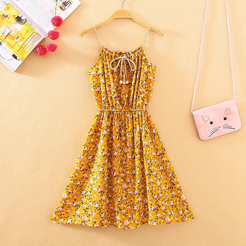 Women's Fresh Printed Sleeveless Short Dress One Size