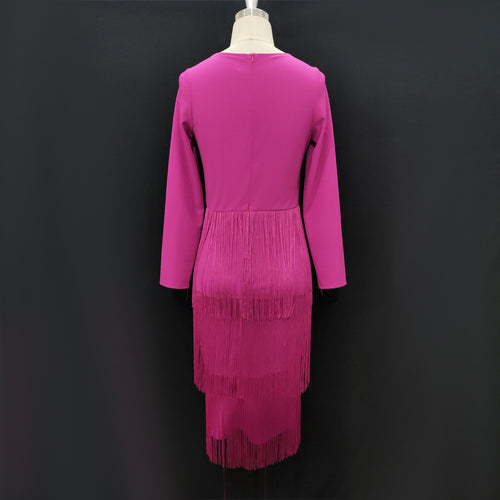 Robe à manches longues à franges et à pampilles pour les trajets professionnels