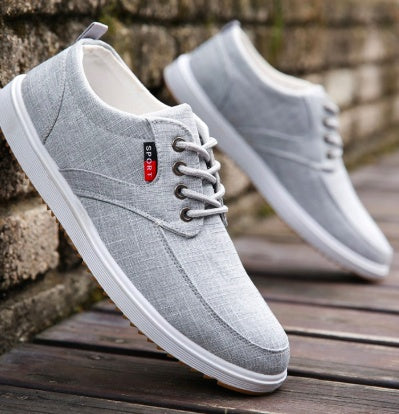 Chaussures plates décontractées en toile respirante à lacets pour hommes