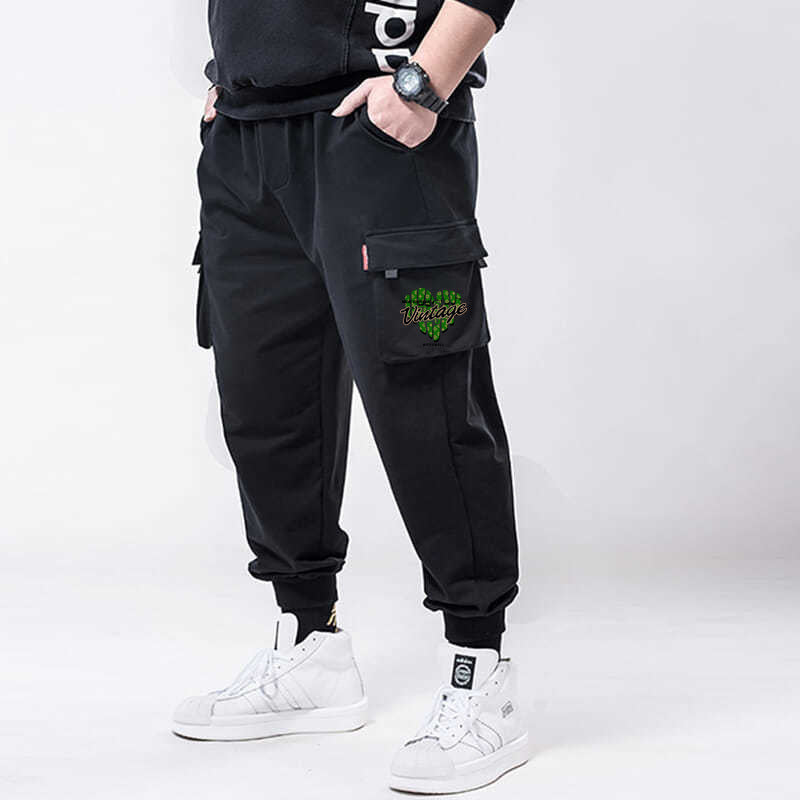 Pantalon de Travail Décontracté pour Hommes Grande Taille en Polyester Coupe Ample avec Chevilles Resserrées