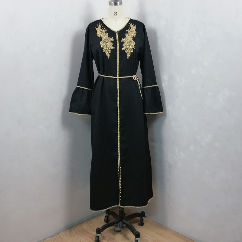Middle East Women's Pearl Robe Dress in White, Red, Black, Blue - Sizes S-XXL