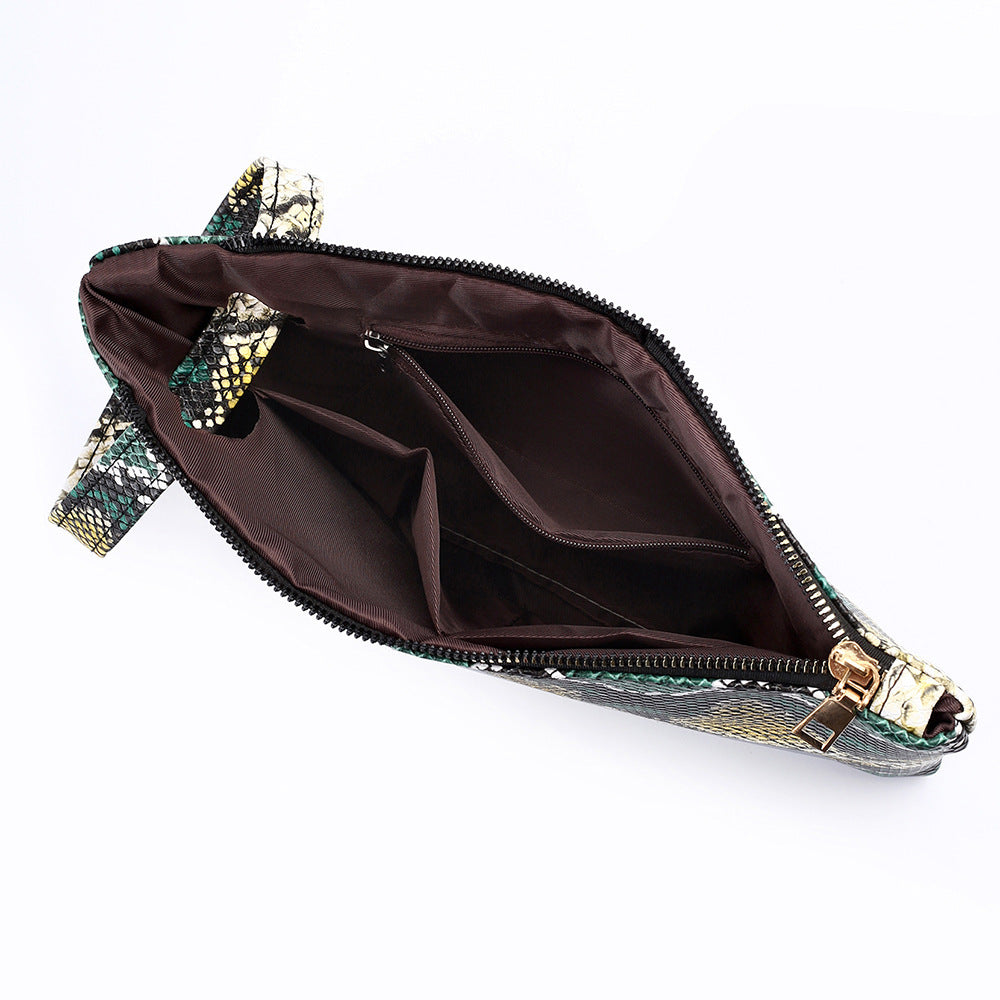 Pochette en forme de serpent en PU avec fermeture éclair pour femme