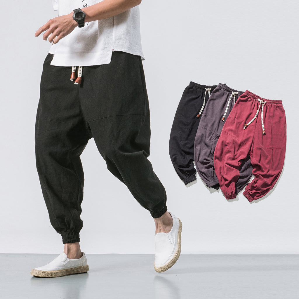 Pantalon de jogging en coton hip-hop streetwear pour homme avec cordon de serrage et poches