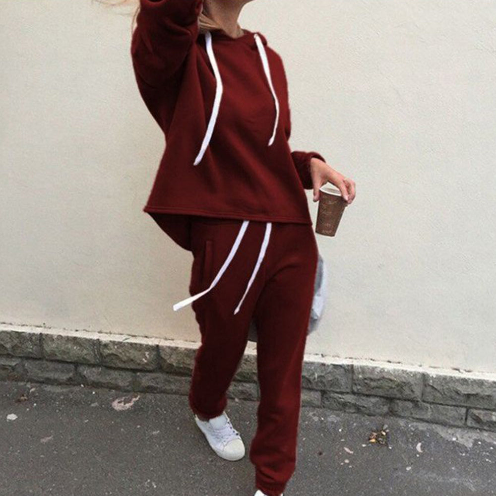 Ensemble pantalon deux pièces avec veste pull en rouge, kaki et bleu clair, tailles S-XL