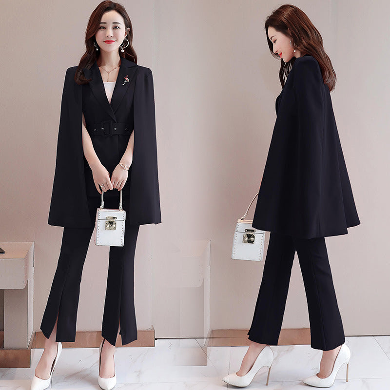 Solid color casual top and trousers suit