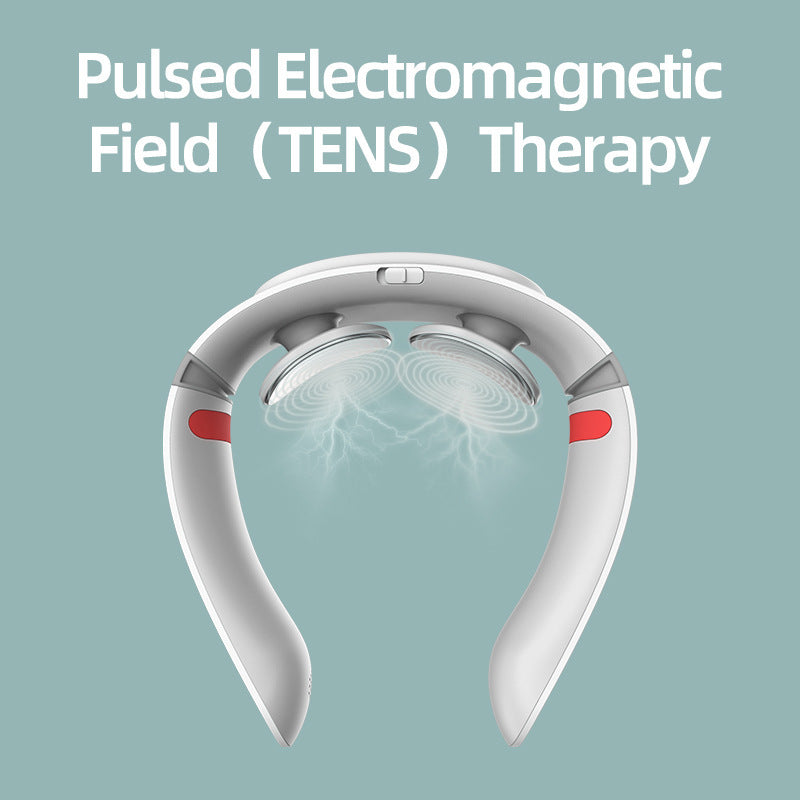 Neck Care Massager with Bluetooth, Infrared Therapy, and Voice Control - Grey & Pink, 146x142x43mm
