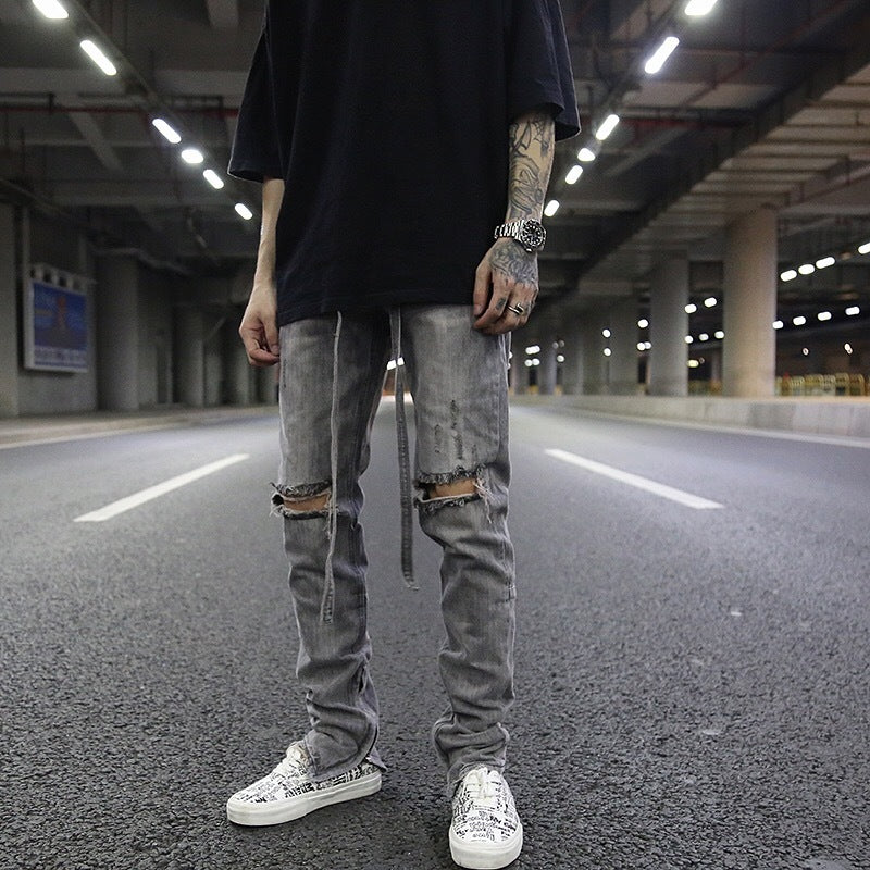 Jeans en Coton Zippés avec Guide des Tailles
