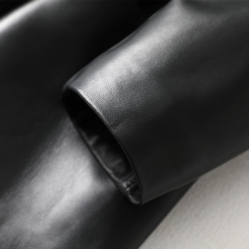 Black Leather Fashion Jacket Blazer for Women, Sizes M-XXXL
