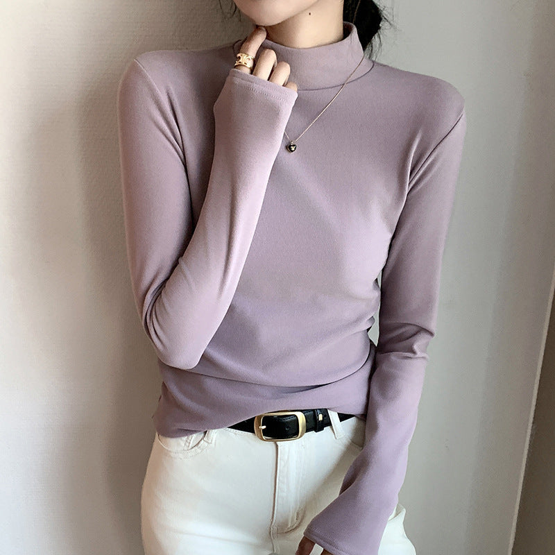 Women’s Half Turtleneck Double-Sided Dralon Bottoming Shirt for Spring & Autumn