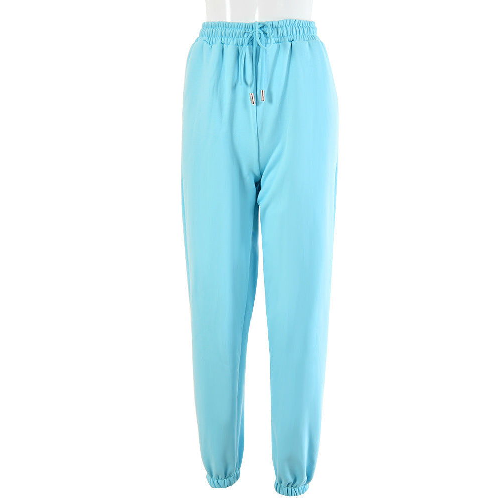 Pantalon ample décontracté taille basse sexy pour femme avec ceinture