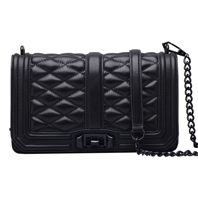 Women's Rhombic Chain Shoulder Bag Crossbody Plaid Cowhide
