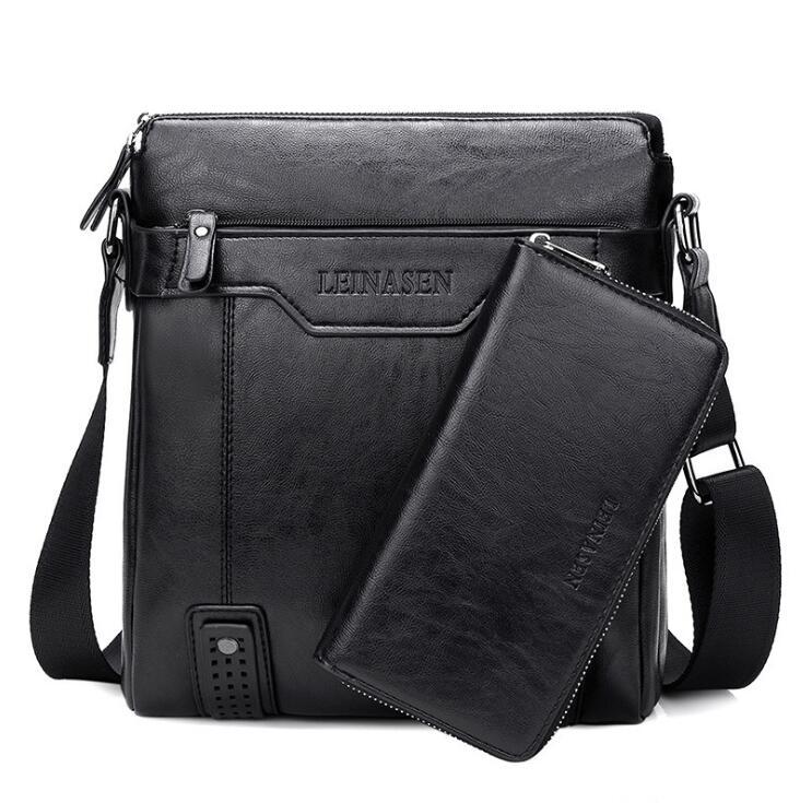 Men's Soft Polyester Lined Messenger Shoulder Bag with Zipper Closure