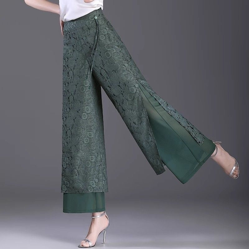 Irregular Style Split Pants Thin High Waist Loose