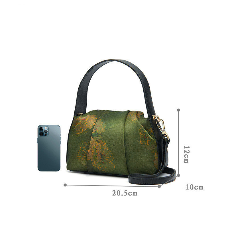 Women's Dark Green Mulberry Silk Messenger Bag