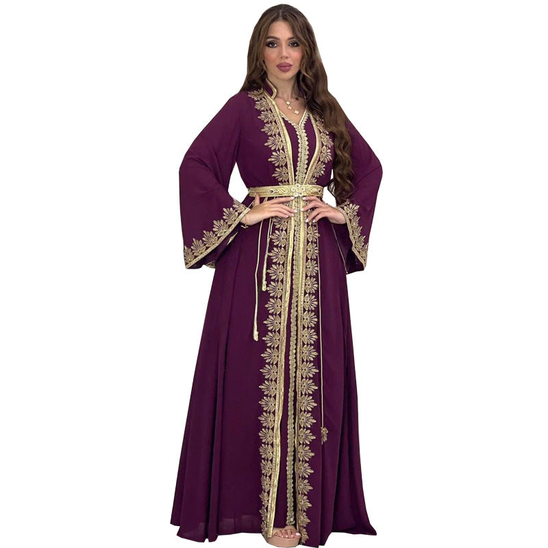 Ensemble deux pièces de robe à ruban pour femme arabe