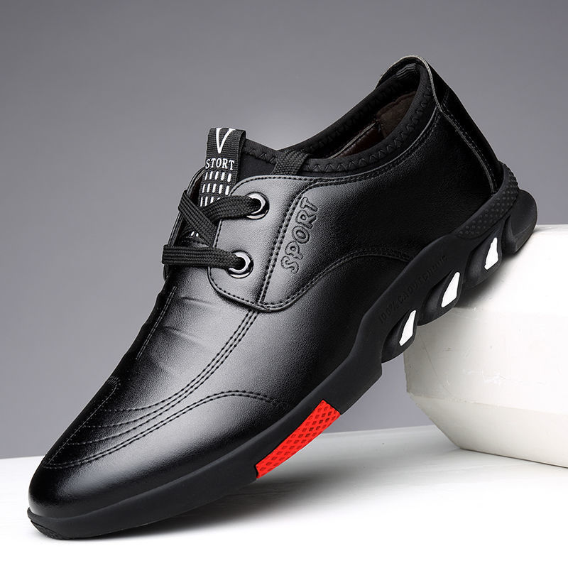 Mens Leather Business Shoes Spring Flat Heel PU Upper